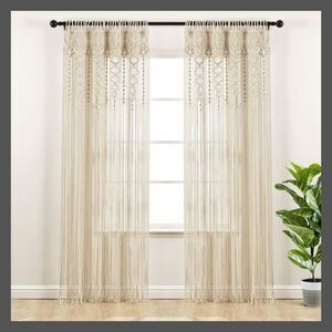 Lush Decor - 84"x40" Boho Macrame Sheer Window Curtain Panel Ne Neutral
